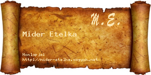 Mider Etelka névjegykártya